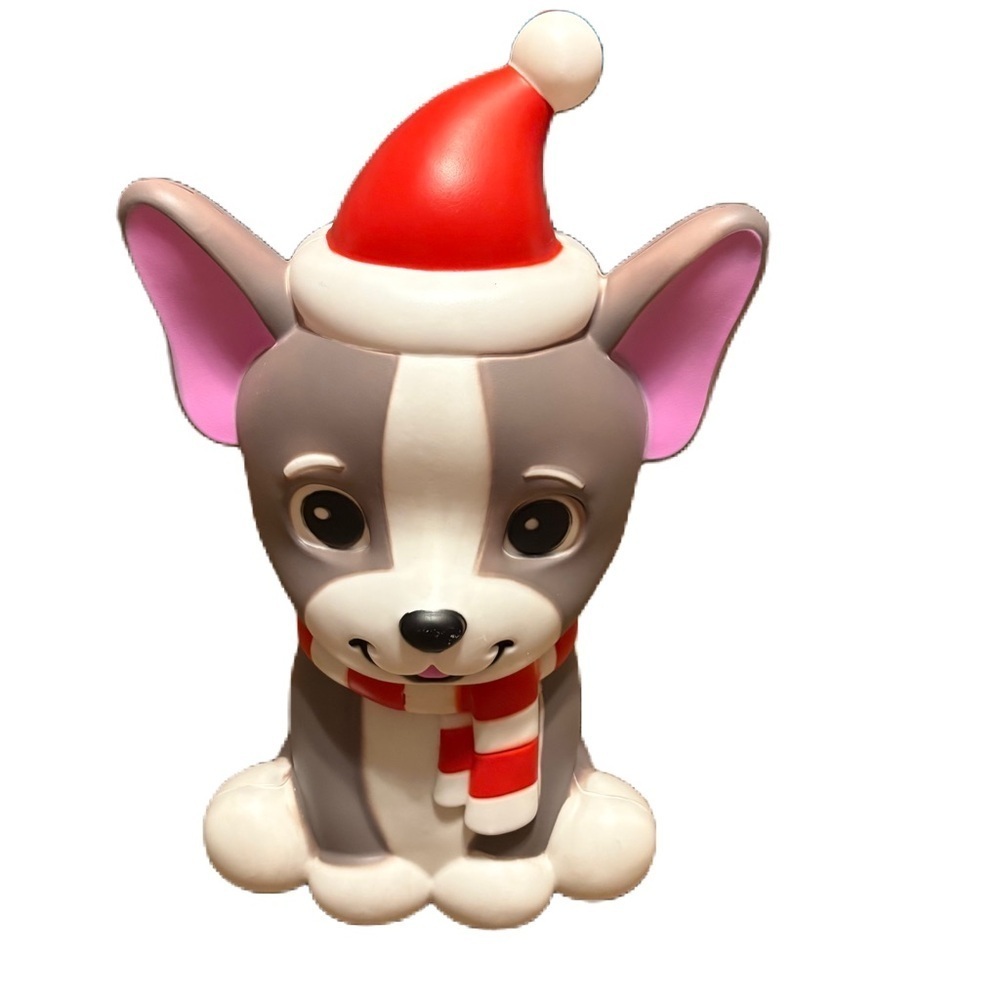 French Bull Dog Blow Mold Light Up Christmas Decoration NEW Gray